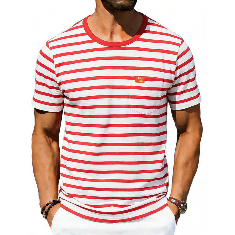 Men's Loose-fit Retro Simple Casual Crew-neck Short-sleeve T-shirt