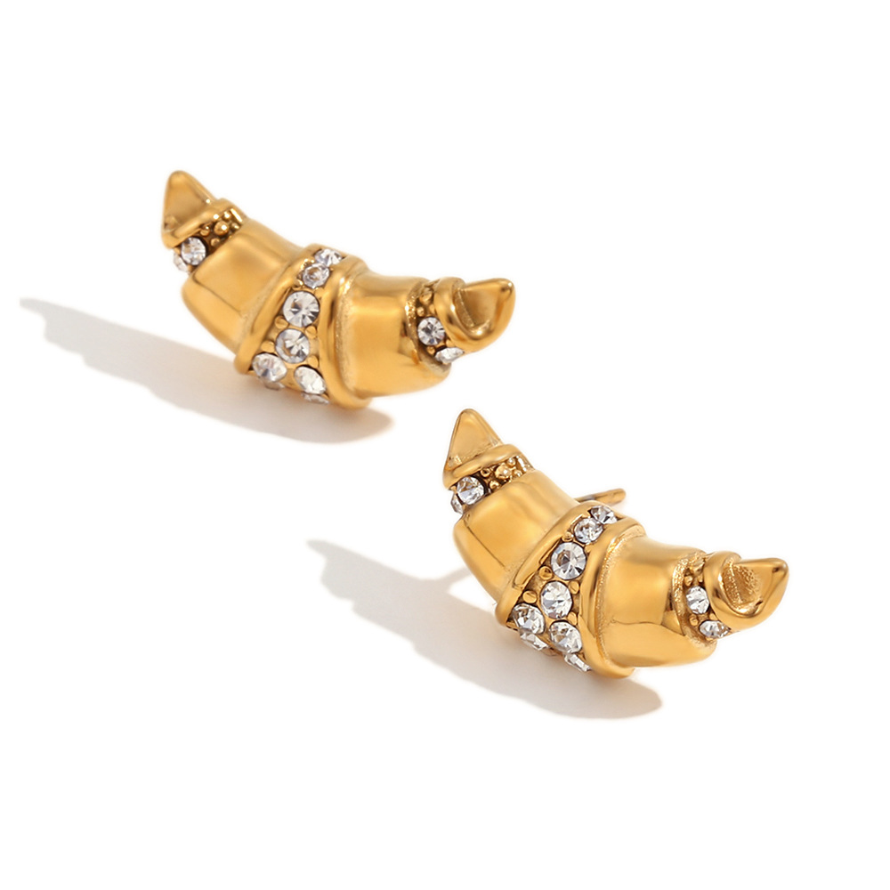 Creative Personality Stainless Steel Rhinestone Studs Women