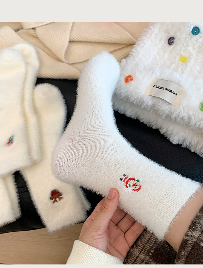 Women's Autumn And Winter Style White Mink Fur Christmas Stockings