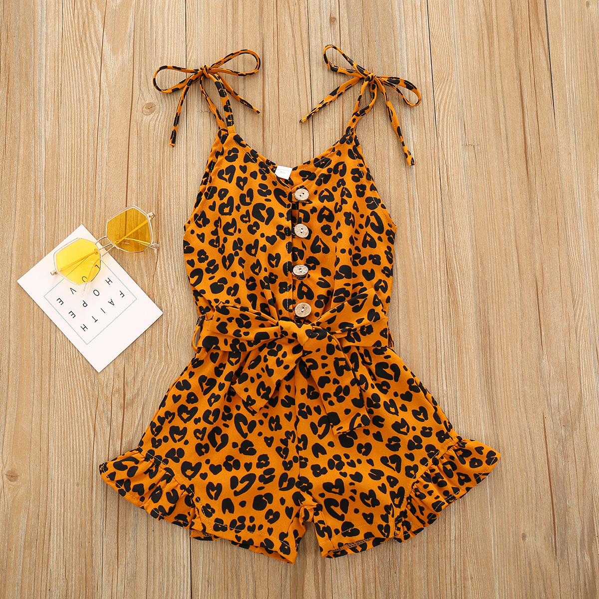 Girls Fashion Heart Print Lace-Up Sling Bodysuit