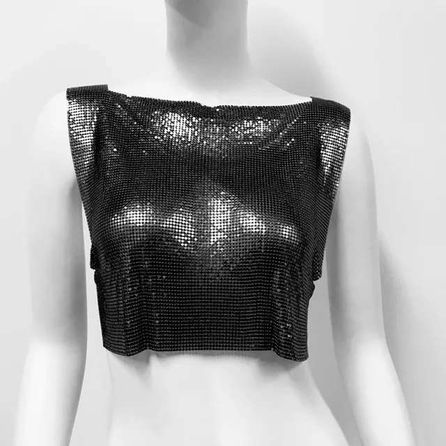 Women's Metal Sequins Top Sweet And Spicy Style Vest Black - Shop at LoveMi