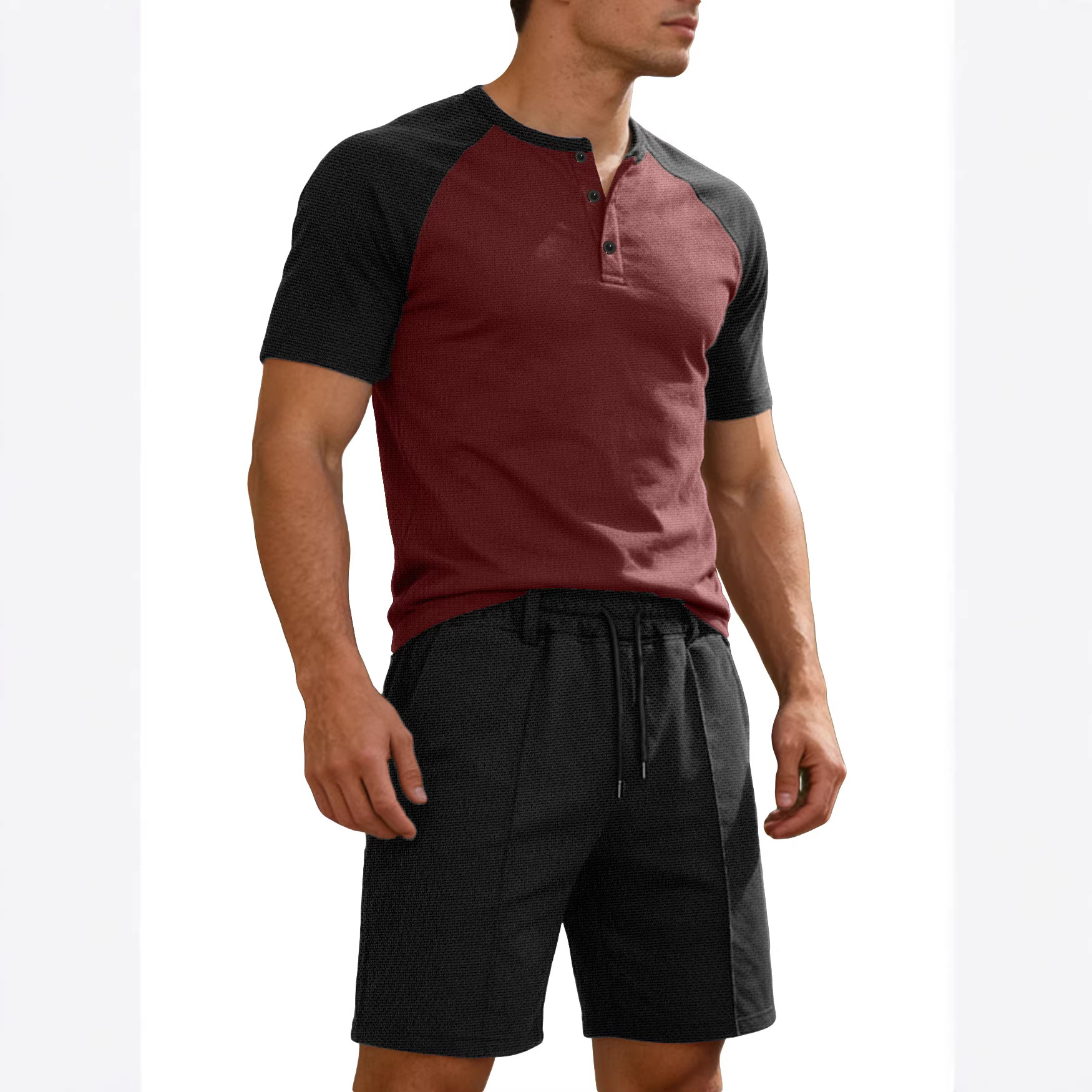 Mens Short-Sleeve T-Shirt And Shorts Two-Piece Set