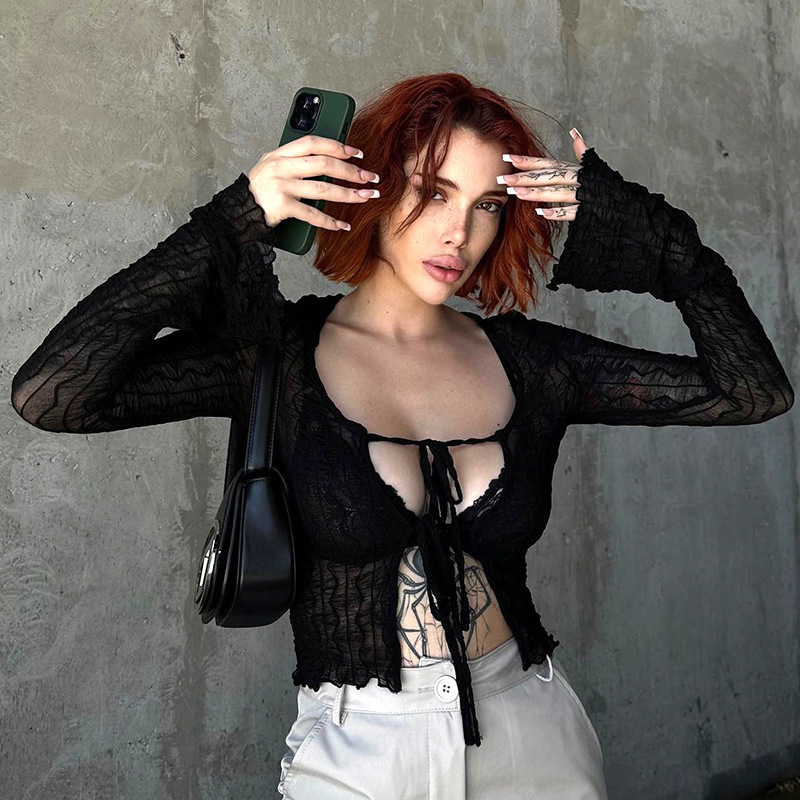 Fashionable Retro Style Mesh Top