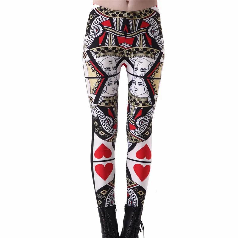 Title 2, Leggings Poker con Stampa Regina di Cuori Rossa...