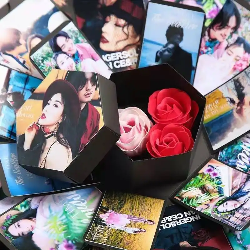 New Hexagonal Pop-up Box DIY Handmade Photo Album Surprise Gift
