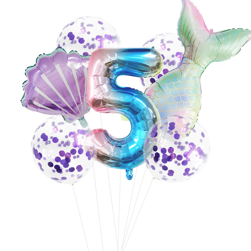 Fishtail Digital Balloon Party Birthday Decoration Mermaid Balloon Package 32-inch