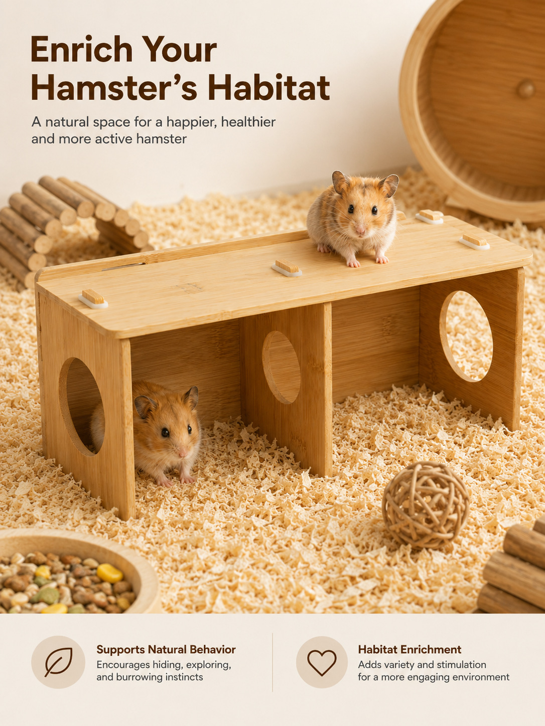 Hamster Squirrel Solid Wood Hideout Hedgehog Wooden House detail photo 8