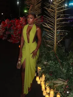 Fashionable Figure-hugging Solid-colour Hollow-out Design Backless One-piece Dress - Green - View 1
