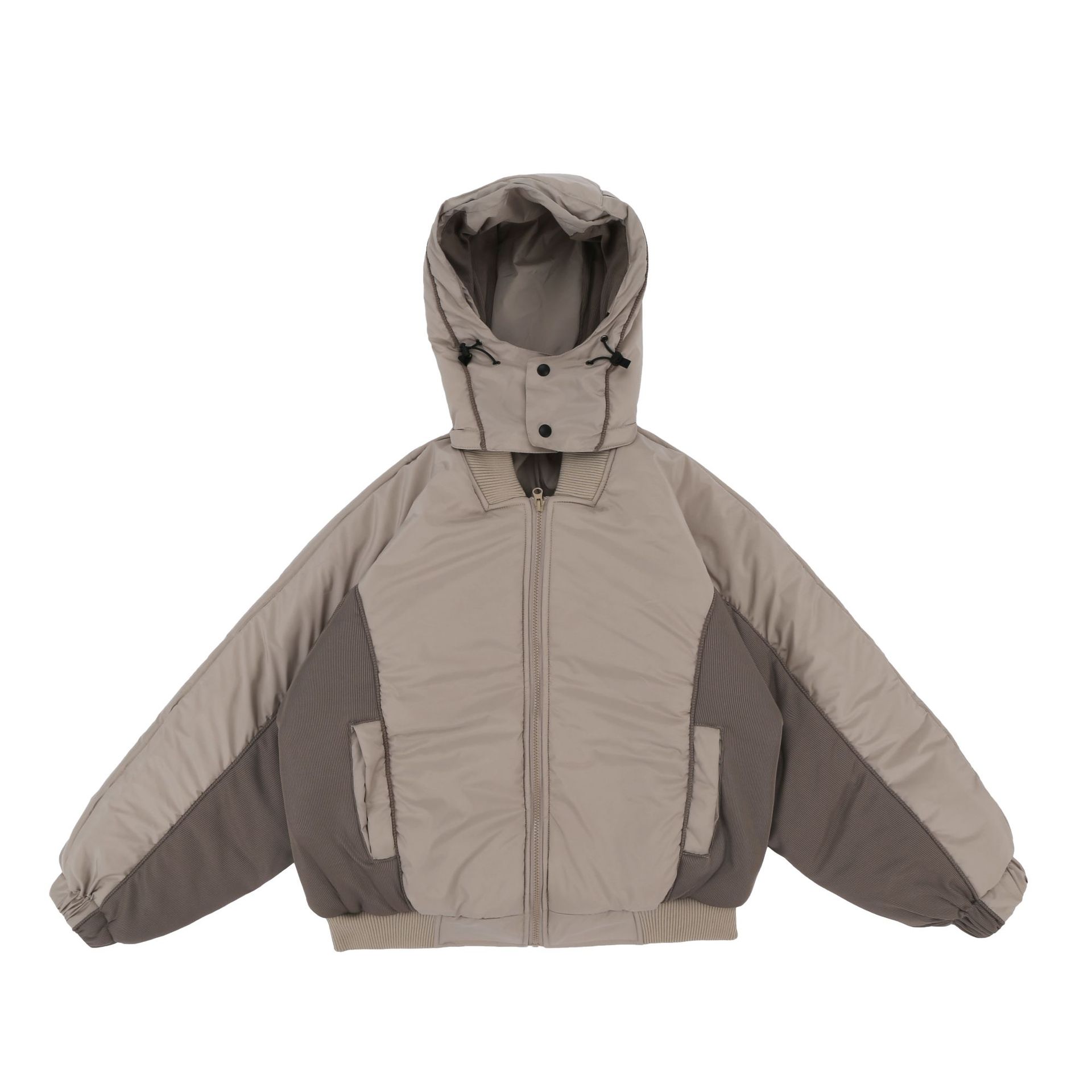 Functional Stitching Loose Zip Hooded Flight Jacket Thickened Bread Cotton Coat Jacket