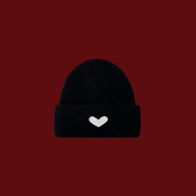 Sweet Loving Heart Embroidery Woolen Cap Children Black - Shop at LoveMi
