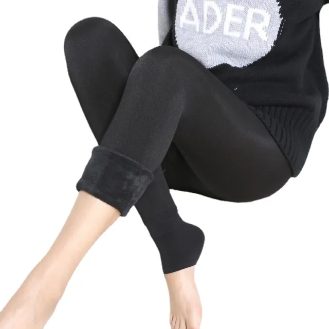 Step on Single layer Fleece lined Thick Leggings Korean Style Plus Size Thermal Pants Women Black - Shop at LoveMi