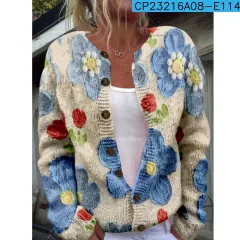 New Women's Autumn And Winter Style Loose 3D Printed Knitted Cardigan Sweater - 8 Style - View 1