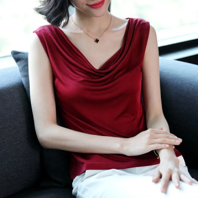 Fashion Women's Base Versatile Solid Color Top Red - Shop at LoveMi