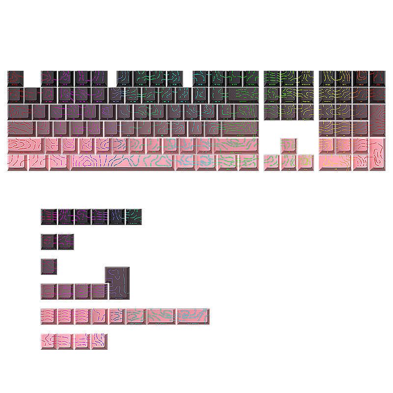 Black Rose Contour Line Two-color Crack Luminous Key Cap