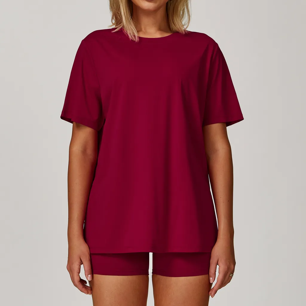 All-match Short-sleeved Round Neck Loose Casual Quick-drying T-shirt - Red