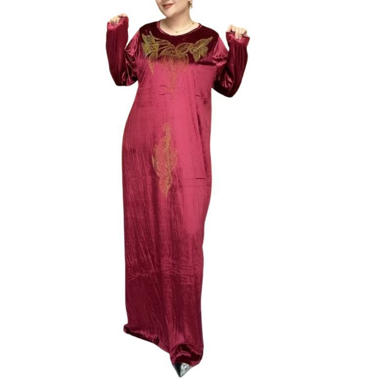 Large Size Long Dress Viscose Fiber Wine - Shop at LoveMi