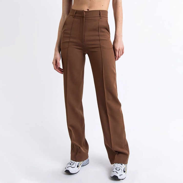 Solid Color Simple Fashion Commuter Business Casual Pants Brown Regular - Shop at LoveMi