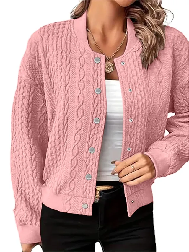 Women's Cardigan Fashion Button Coat Jacket Pink - Shop at LoveMi