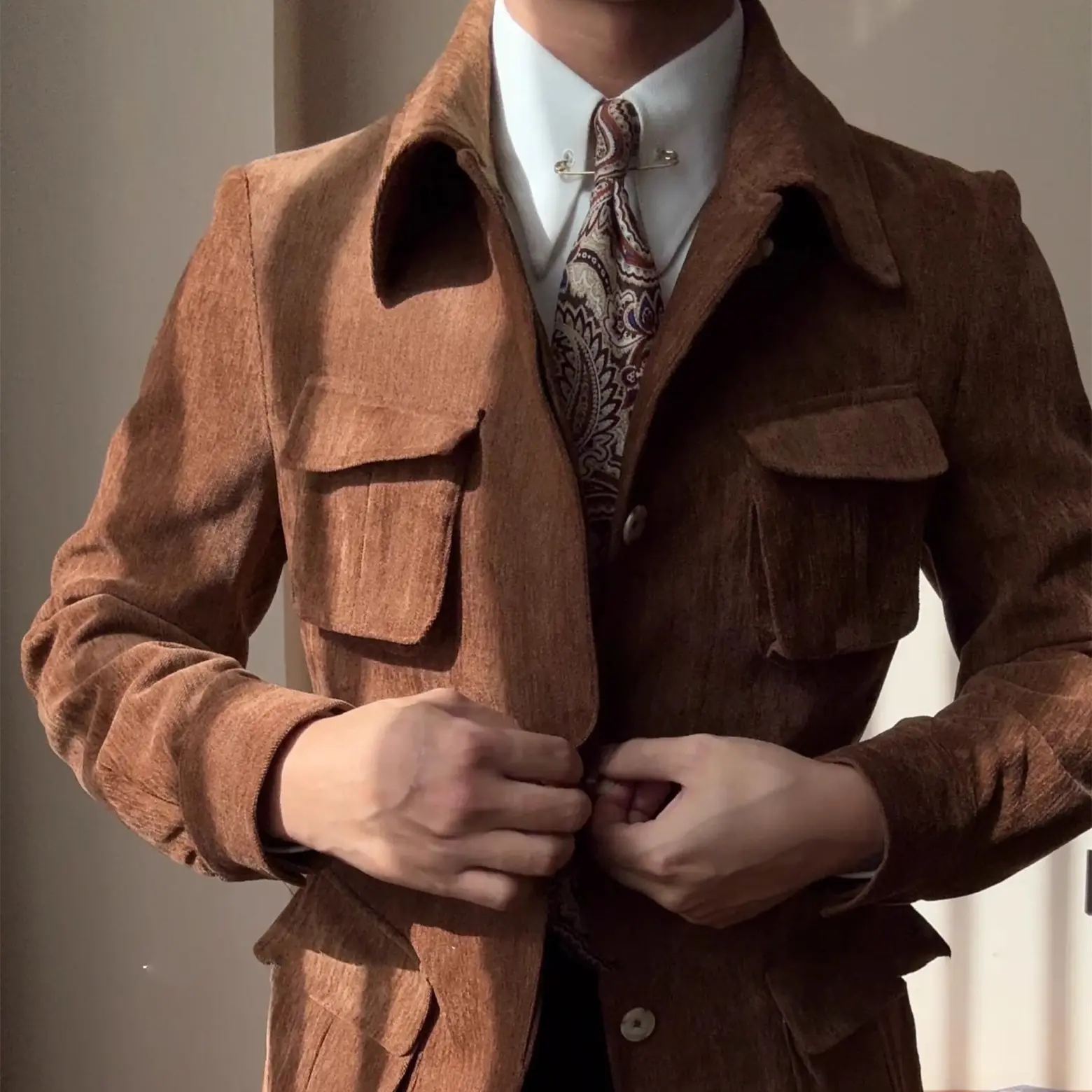 New Retro Brushed Warm Mid-length Coat