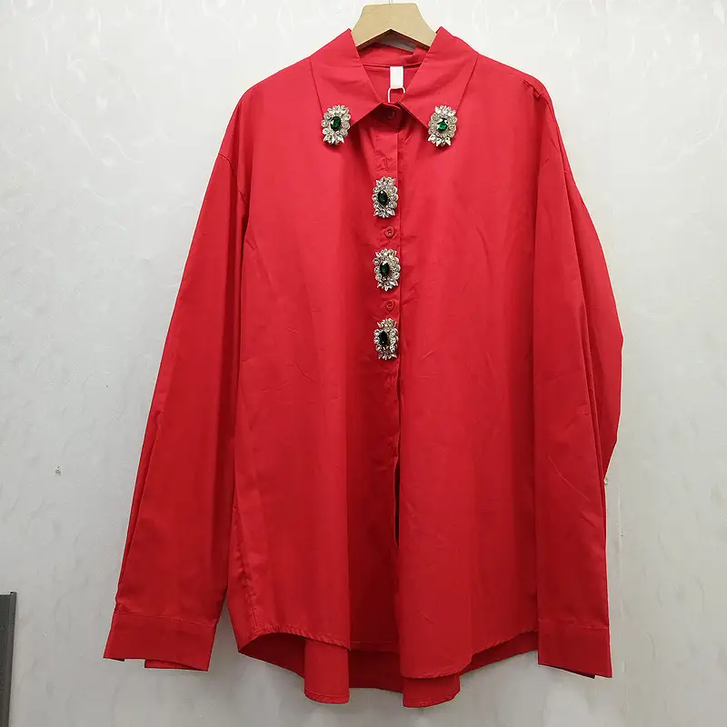 Retro Diamond-encrusted Niche Loose Solid-color Laid-back Age-reducing Fashionable Versatile Top