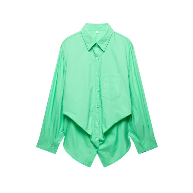 European And American Style Solid Color Loose Poplin Shirt Green - Shop at LoveMi