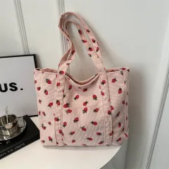 Portable Tote Bag Large Capacity Beautiful Simple Fashion Preppy Style Casual Cool Shoulder Bag - Pink - View 1