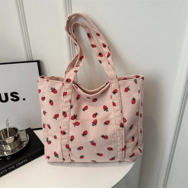 Portable Tote Bag Large Capacity Beautiful Simple Fashion Preppy Style Casual Cool Shoulder Bag Pink - Shop at LoveMi