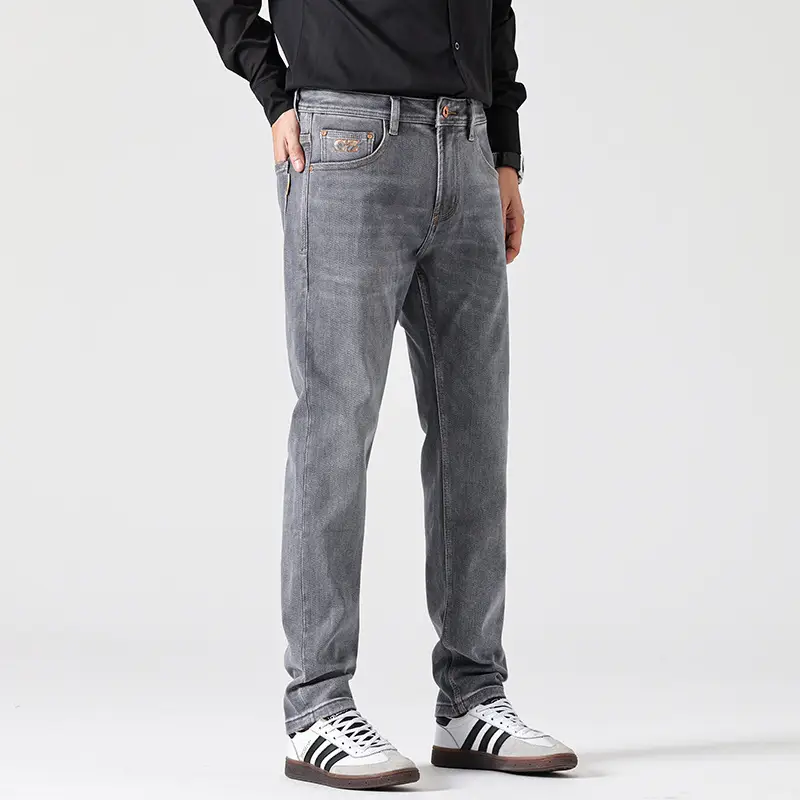 Classic Light Luxury Fit Slimming Retro Jeans Gray