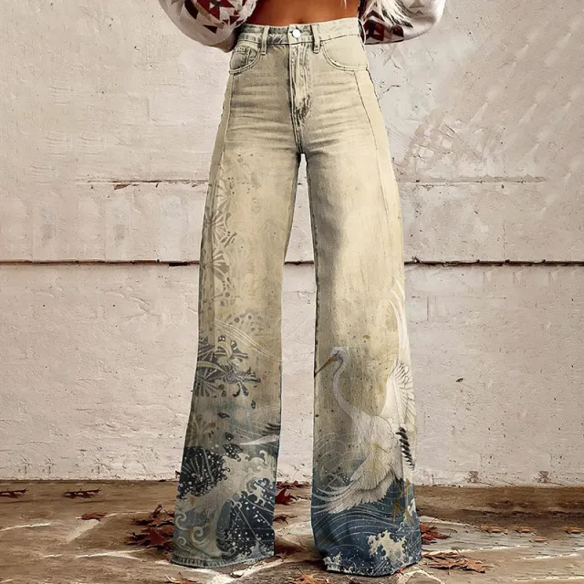 Horn Simulation Denim Trousers Loose Pants For Women Z2 Xl - Shop at LoveMi
