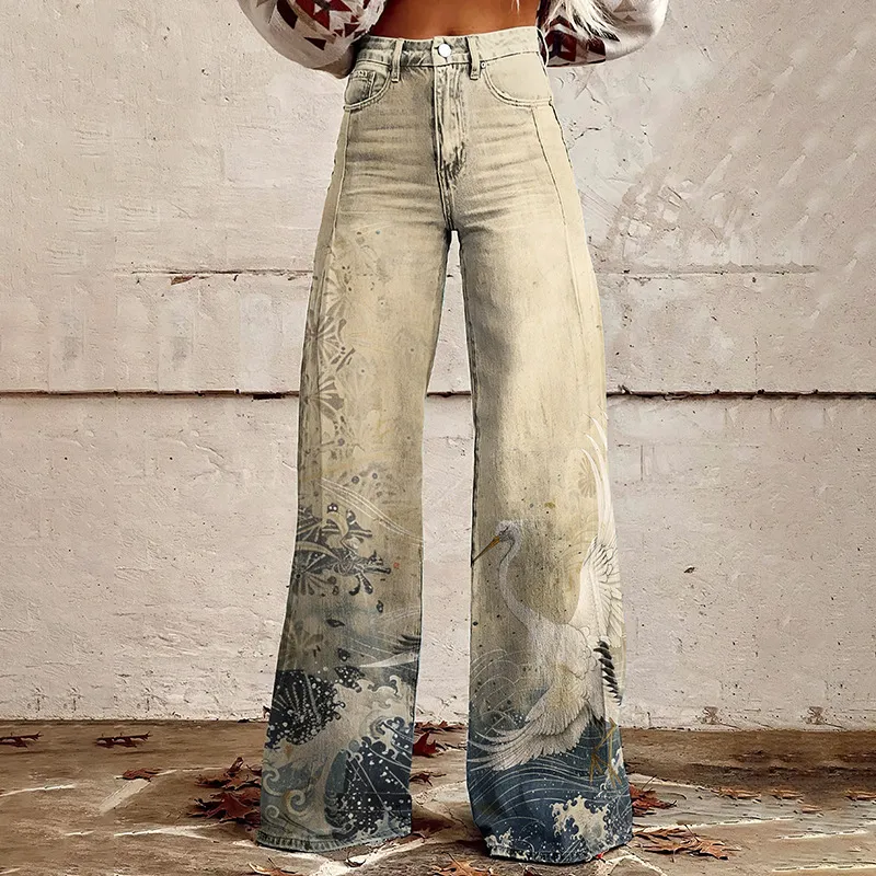 Horn Simulation Denim Trousers Loose Pants For Women - Z2-Xl