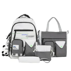 Large Capacity S Harajuku Trendy Cool All-match Schoolbag Early High School And College Student Backpack - Gray - View 1