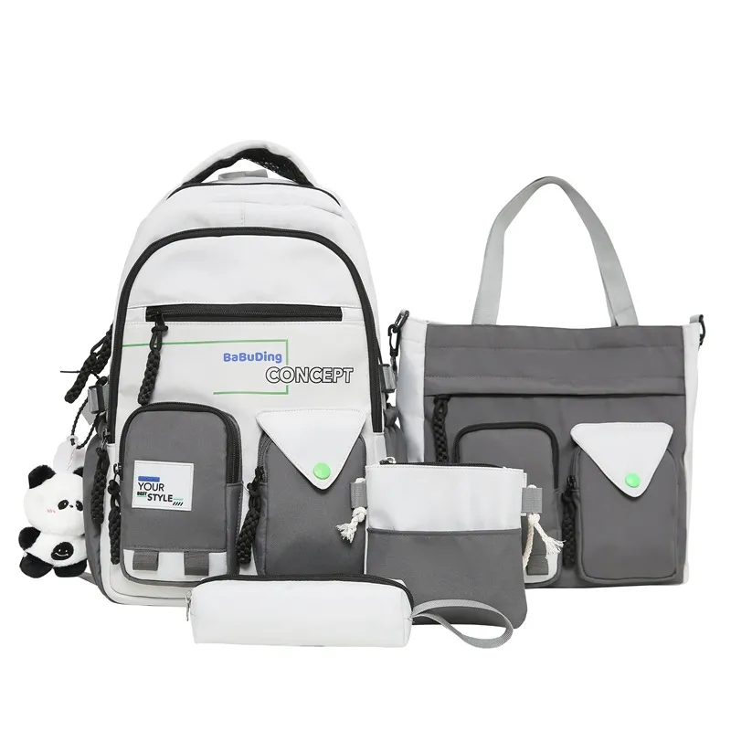 Large Capacity S Harajuku Trendy Cool All-match Schoolbag Early High School And College Student Backpack - Gray