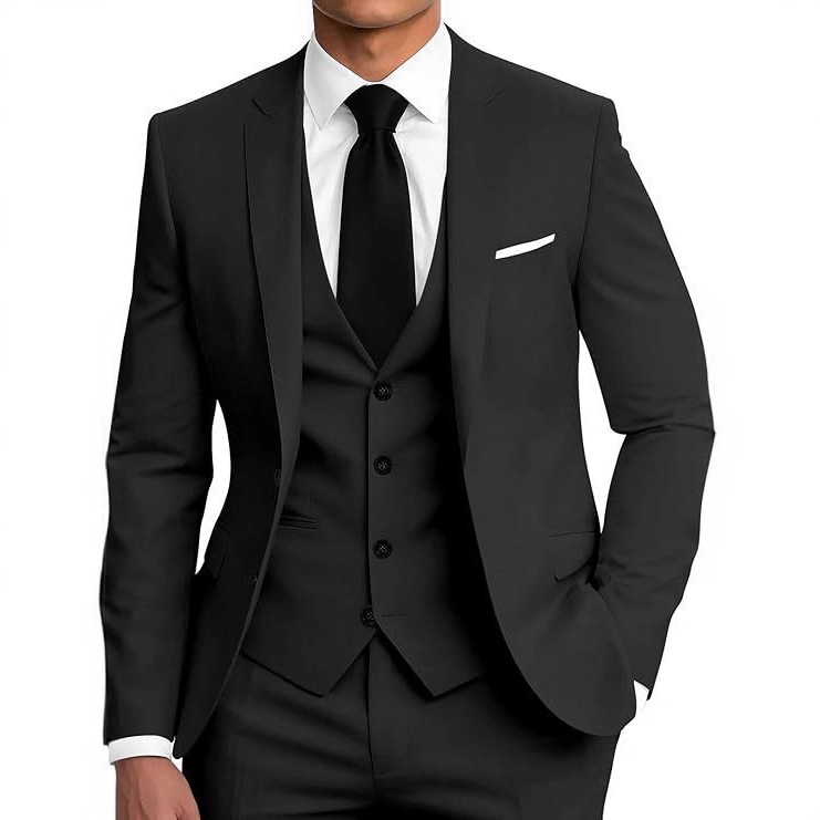 Mens Business Two-Button Suit Three-Piece Set