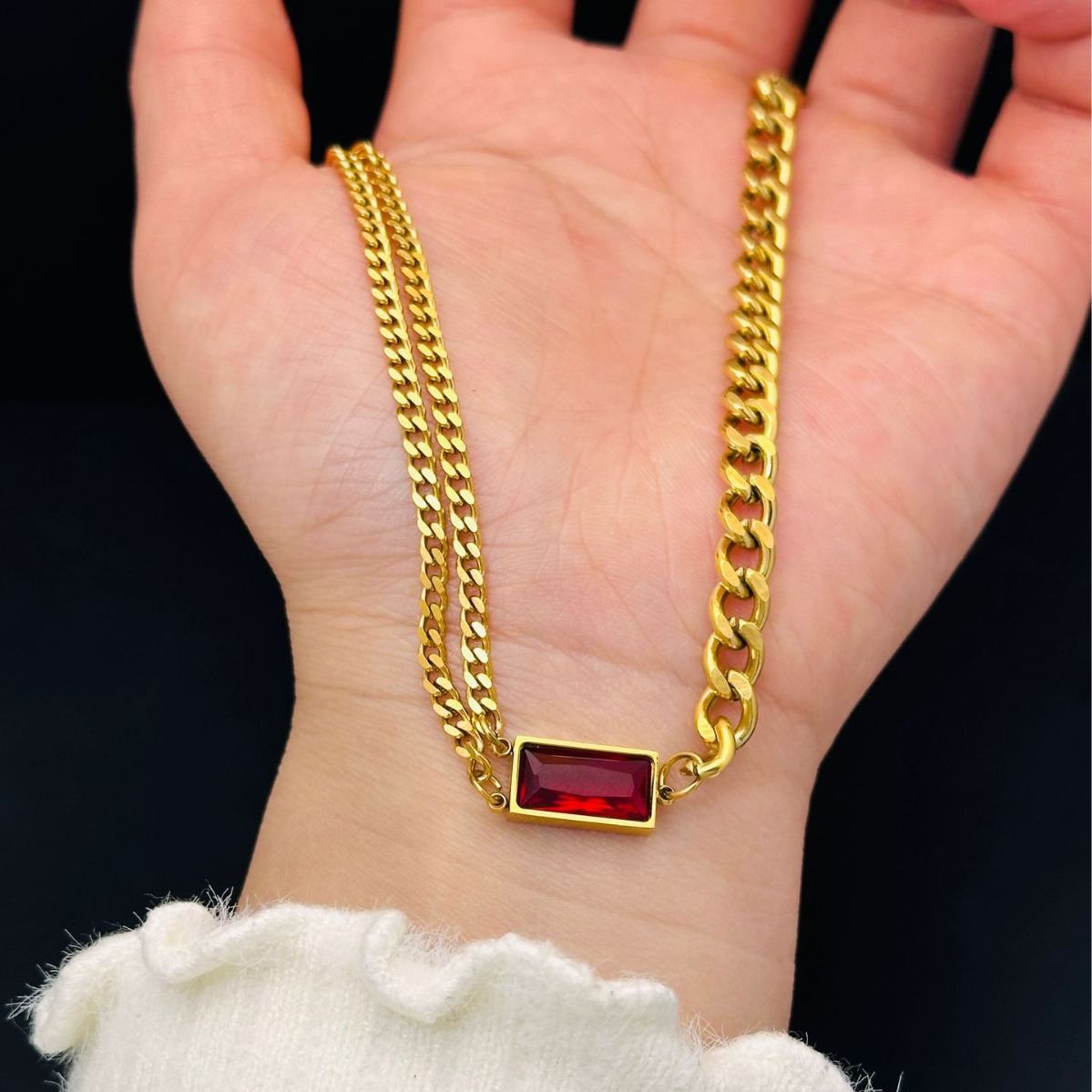 Women's Light Luxury Bracelet Necklace Earrings Jewelry Suit Fashion