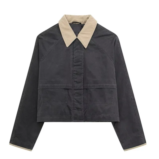 Casual American Color Effect Collar Waxing Leather Coat - Shop at LoveMi
