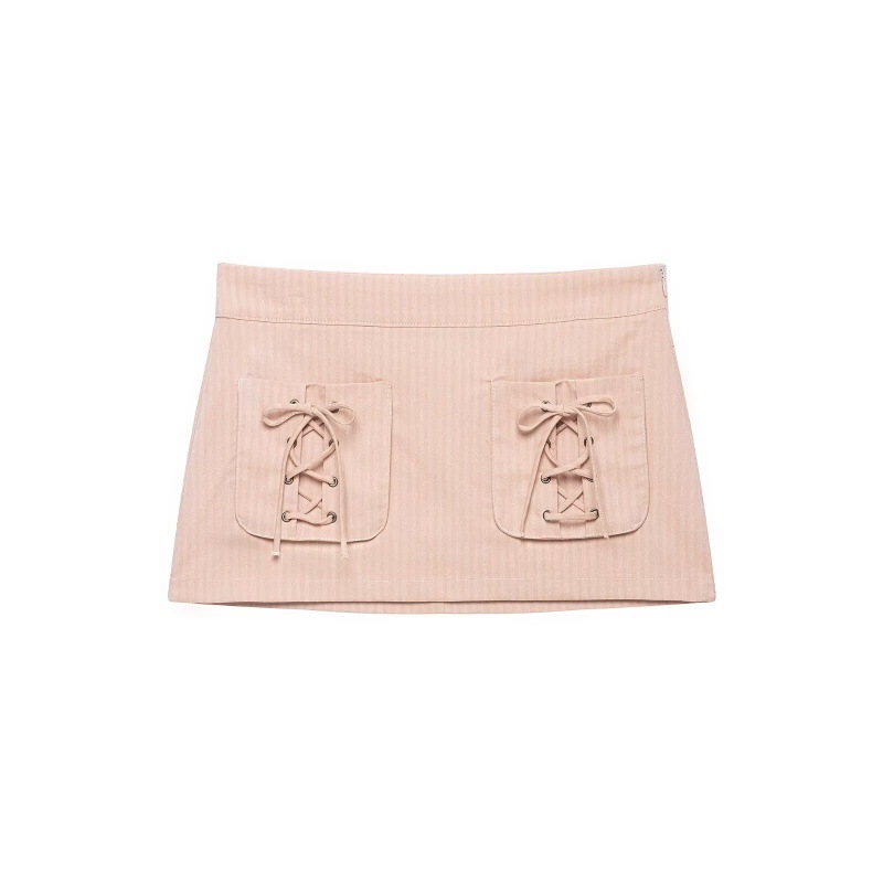Striped-print Pocket Versatile High-waisted Figure-flattering Skirt