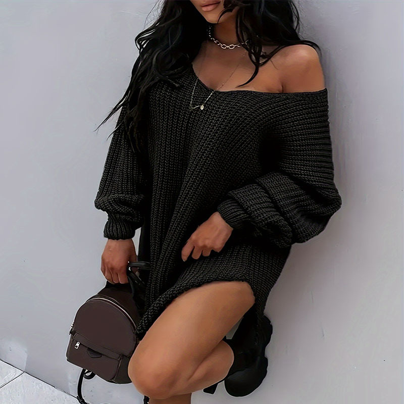 V-neck Women's Top Knitted Sweater For Women