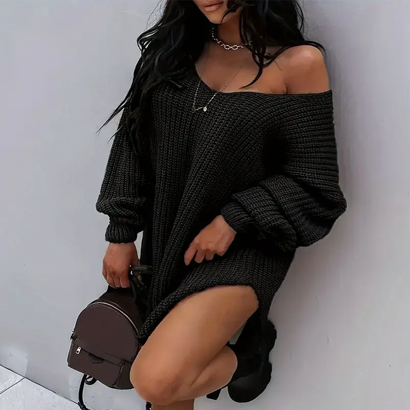 V-neck Women's Top Knitted Sweater For Women
