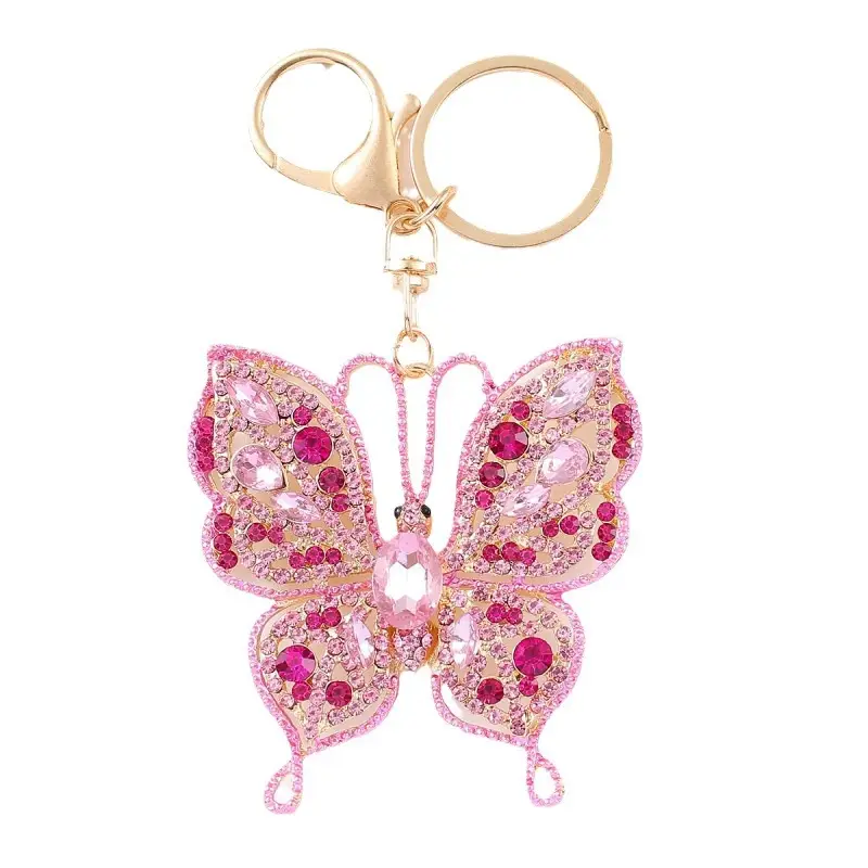 Metal Rhinestone Butterfly Keychain Small Pendant