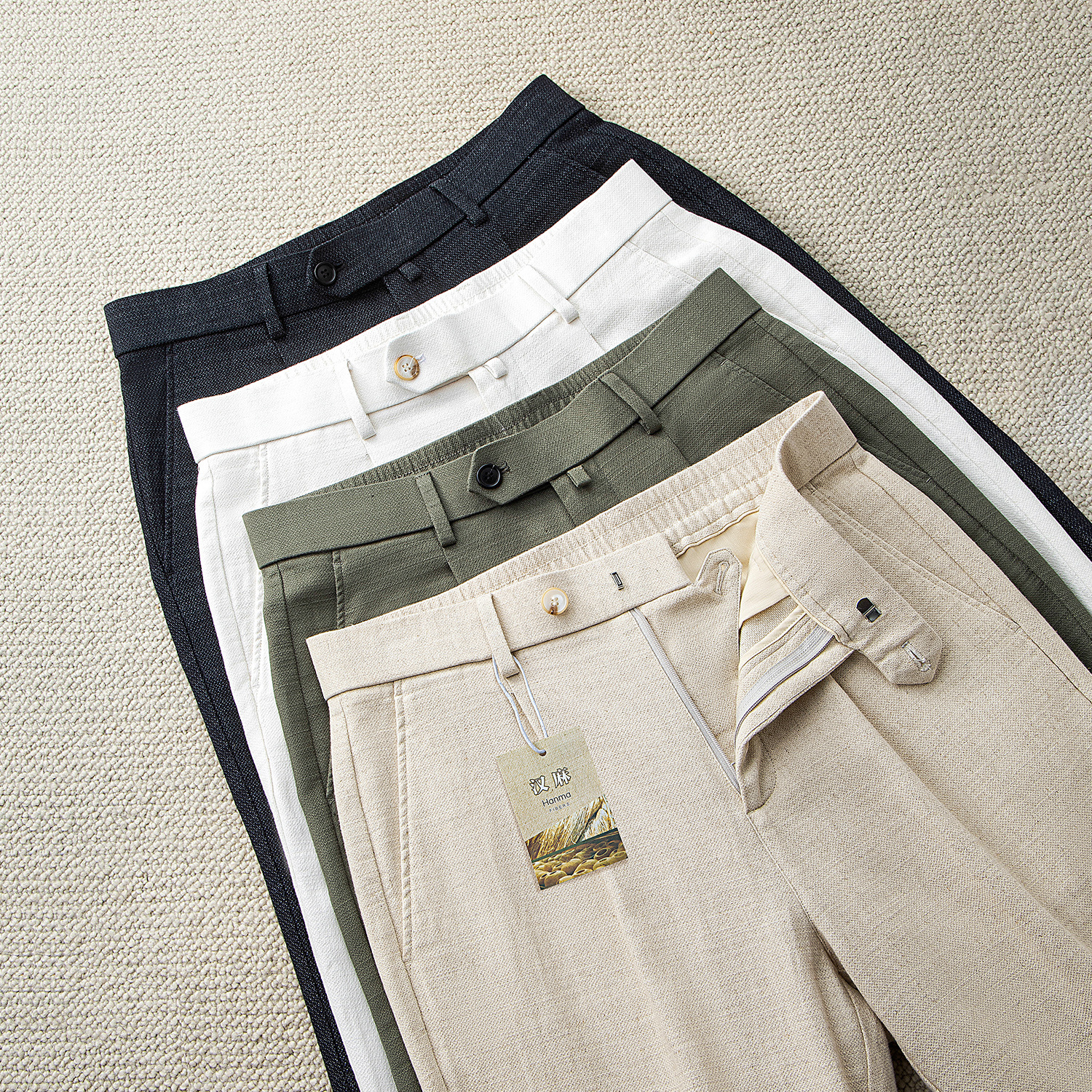 Spring Summer New Arrival Straight-Leg Business Mens Loose Cotton-Linen Casual Dress Trousers thumbnail 2