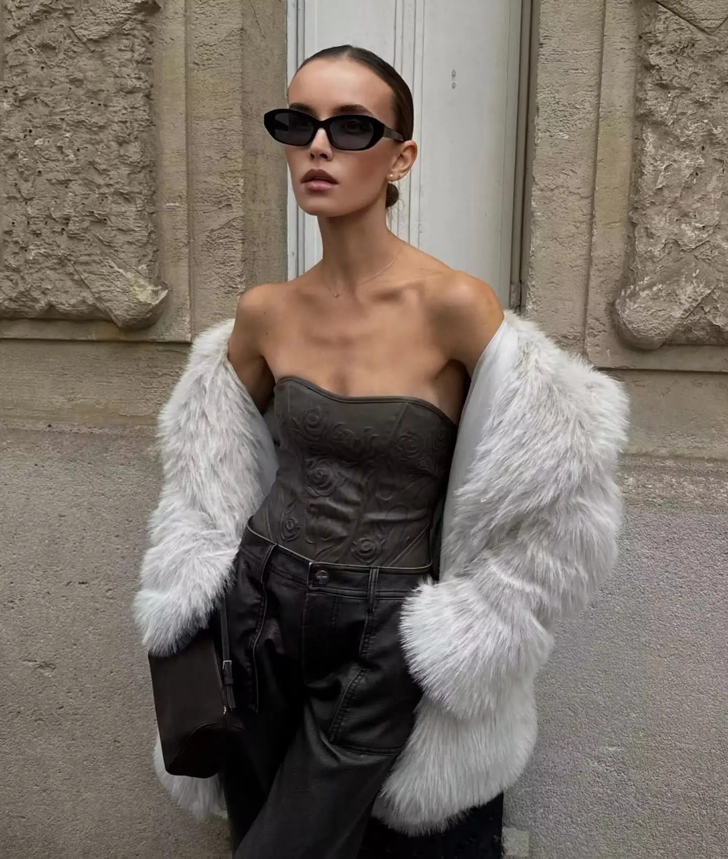 Women's Clothing Artificial Fur Warm Three-quarter Coat Thick Coat Top