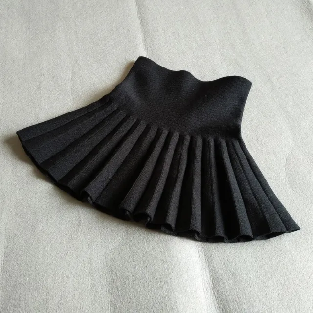 Girls Autumn Clothing Knitted Skirt High Waist Pleated Black - Shop at LoveMi
