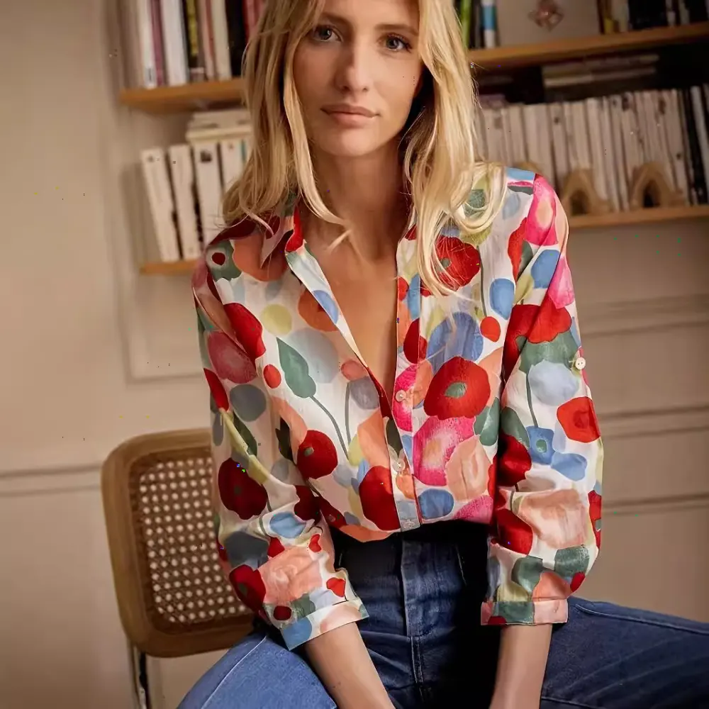 3D Digital Printing Long Sleeve Shirt Floral Top Gorgeous