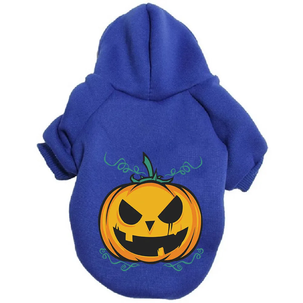 Halloween Pumpkin Dog Pattern Sweater Clothes - Pumpkin Blue
