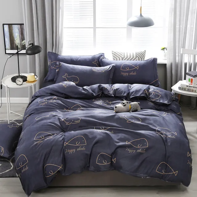 Bedding Four piece Set Bed Sheet Quilt Cover Small Blue Whale - Shop at LoveMi