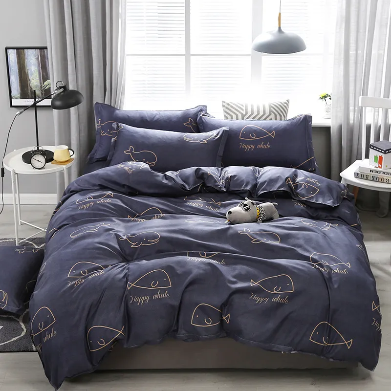 Bedding Four-piece Set Bed Sheet Quilt Cover - Small Blue Whale