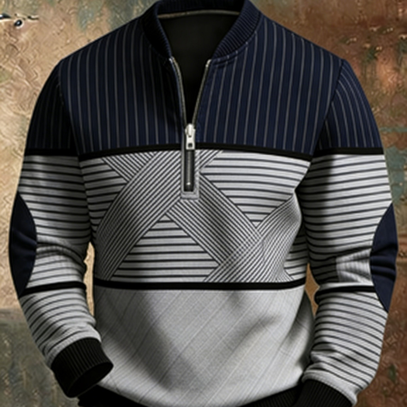 Printed Cross-border Mens Half-zip Pullover Long-sleeve Hoodie