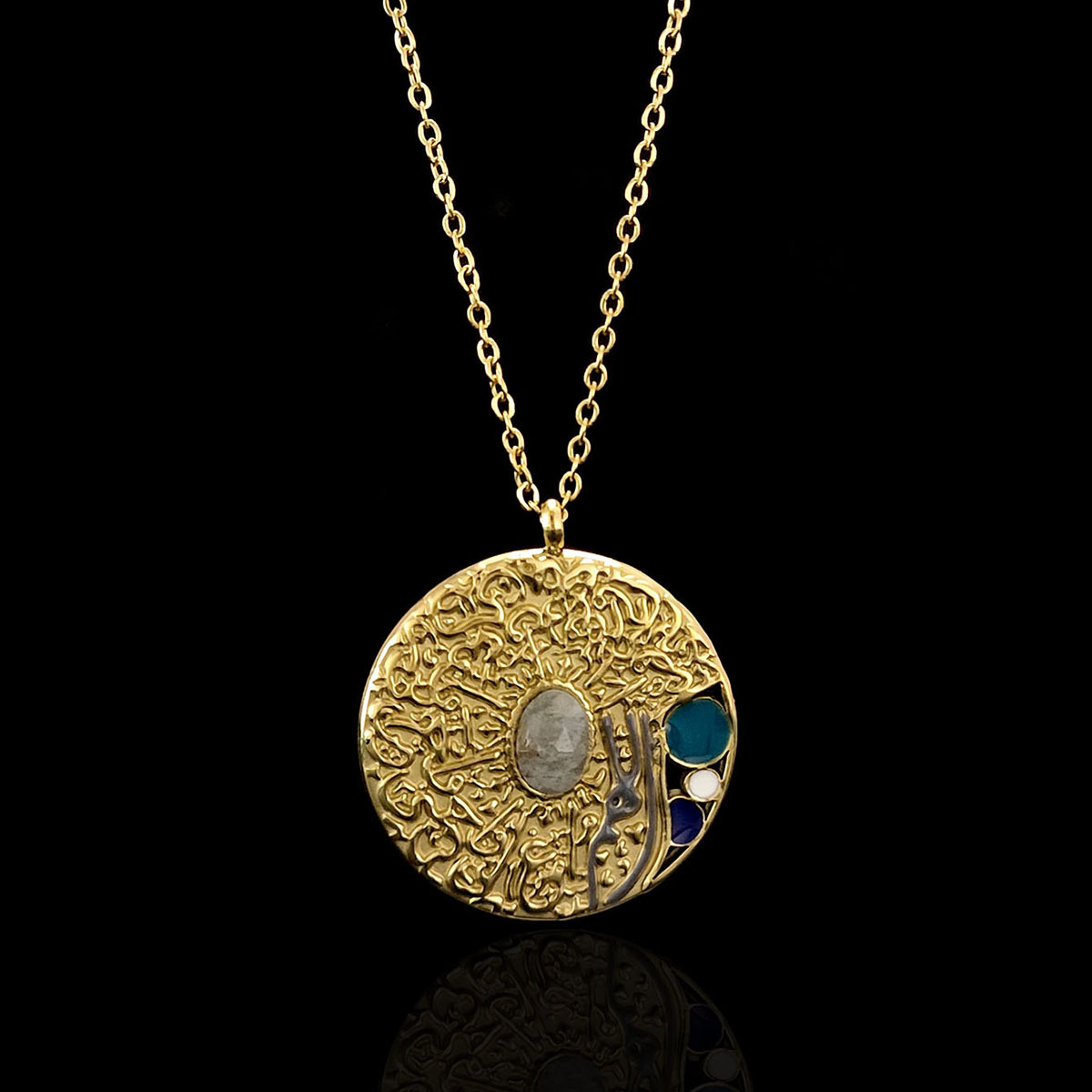 New Middle East Arabic Round Sign Pattern Pendant Necklace