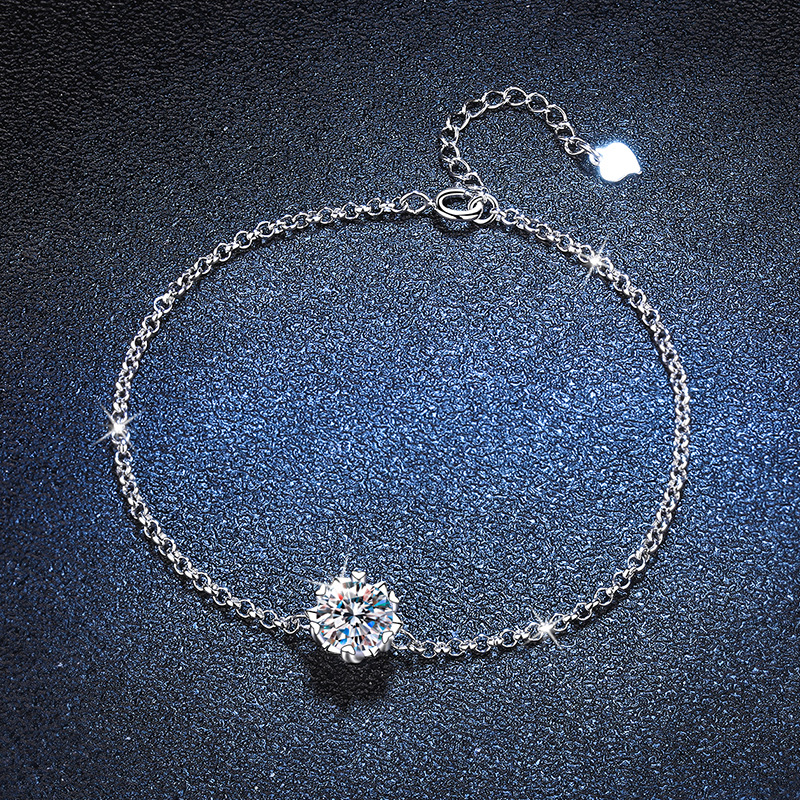 Moissanite Snowflake Bracelet Female S925 Silver Six-pointed Star