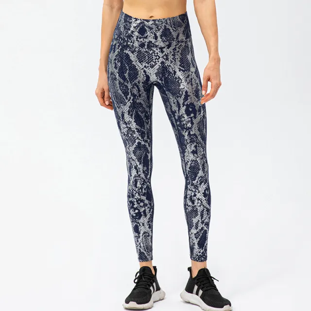 Women's Snake Print Yoga Trousers Dark Blue - Shop at LoveMi